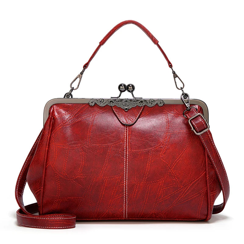 Vintage Chic PU Leather Boston Bag