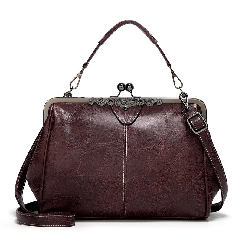 Vintage Chic PU Leather Boston Bag