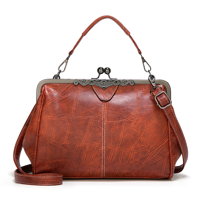 Vintage Chic PU Leather Boston Bag