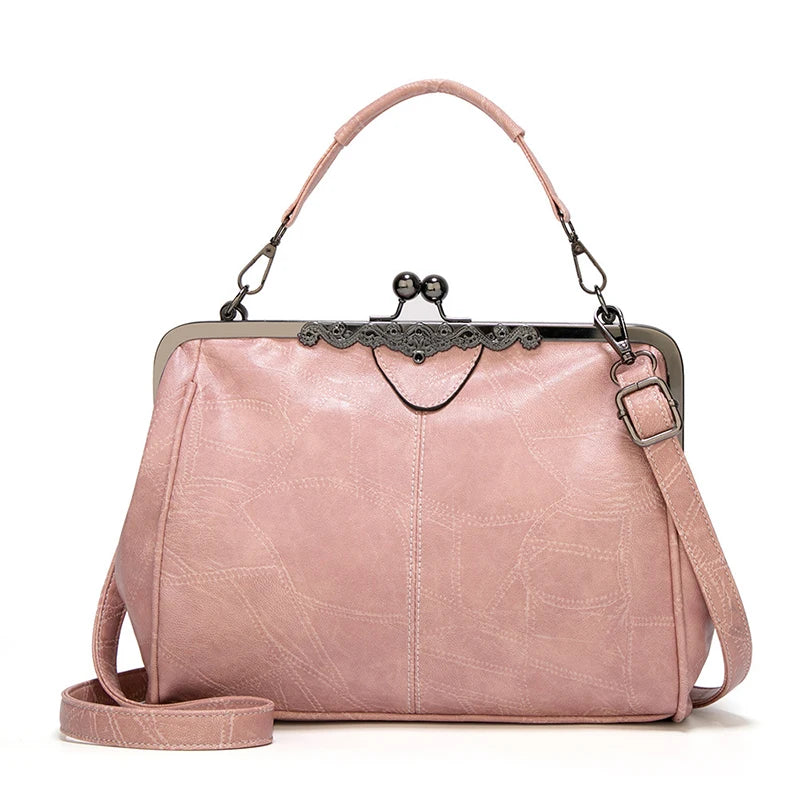 Vintage Chic PU Leather Boston Bag