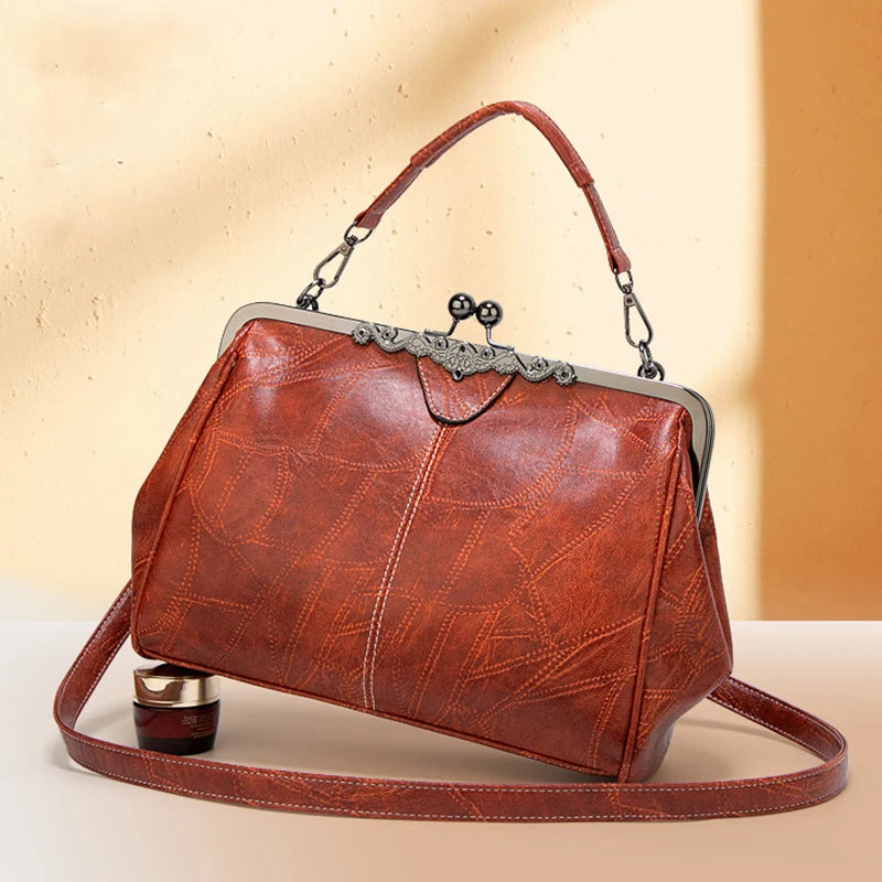 Vintage Chic PU Leather Boston Bag