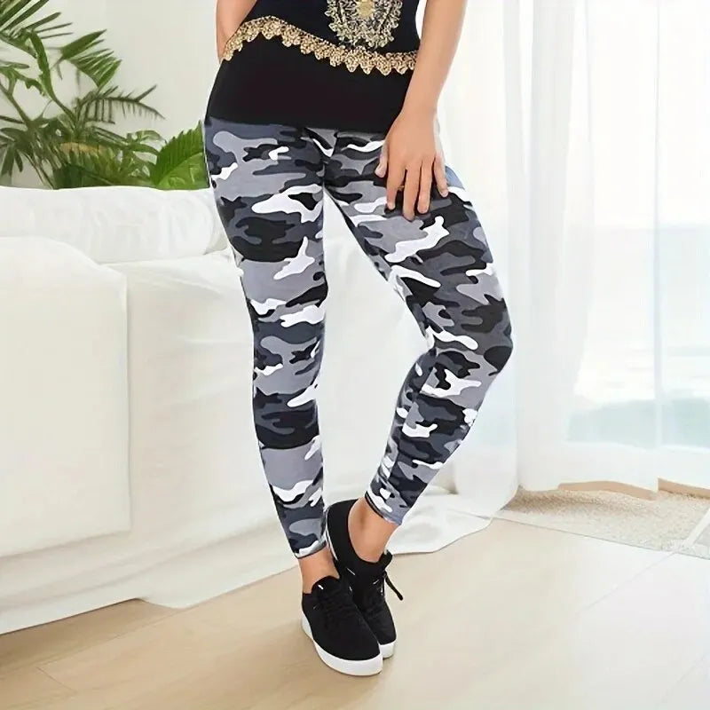 Camo High-Stretch Leggings (Ankle Length, Mid-Rise)