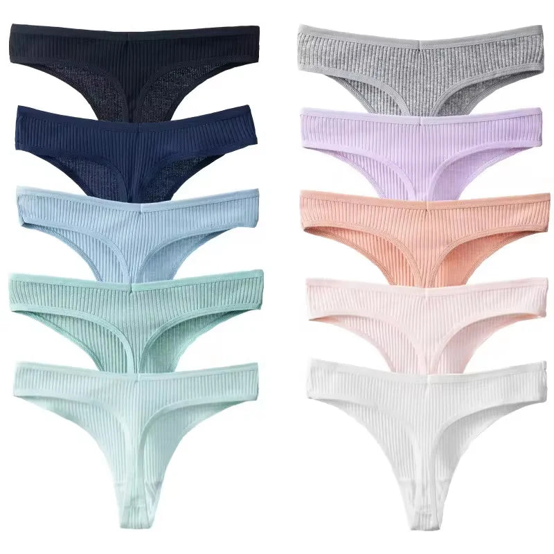 Barely Yours 5-Pack Cotton Thong Panties – Low-Rise, Soft & Sexy
