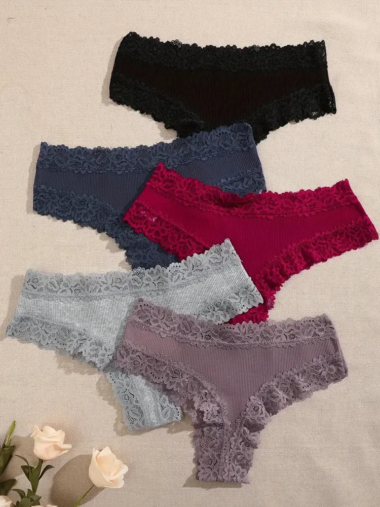 3-Piece Floral Lace Bikini Briefs (M–XL)