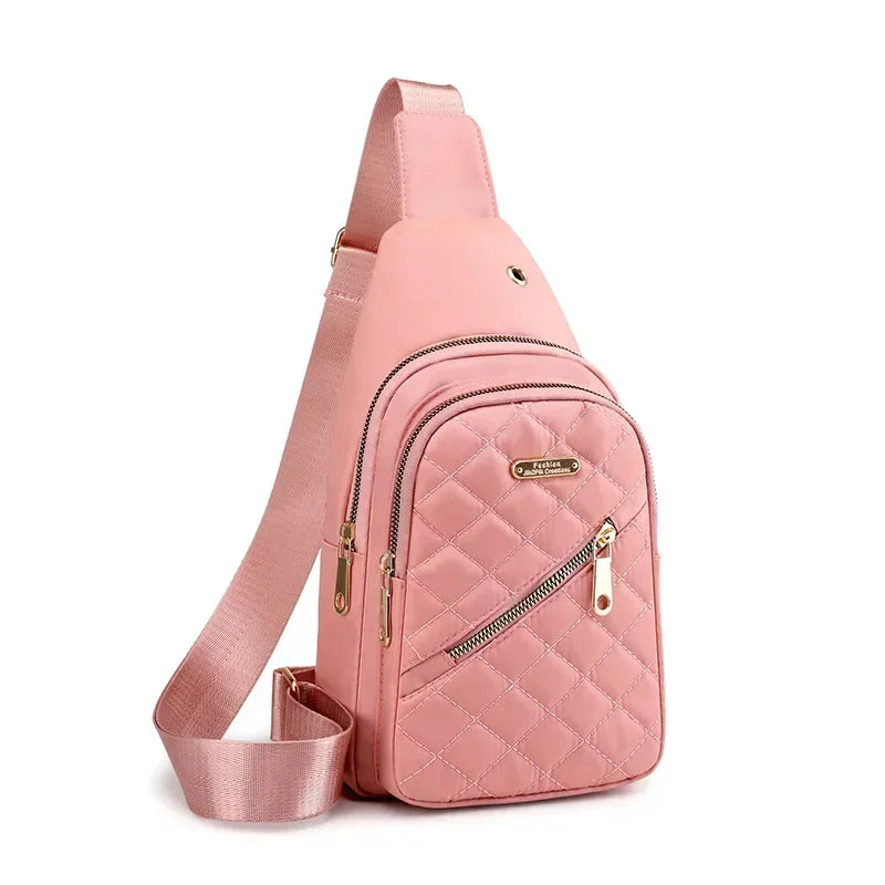 Embroidered Half-Moon Nylon Backpack – Stylish Leisure Shoulder Bag for Women