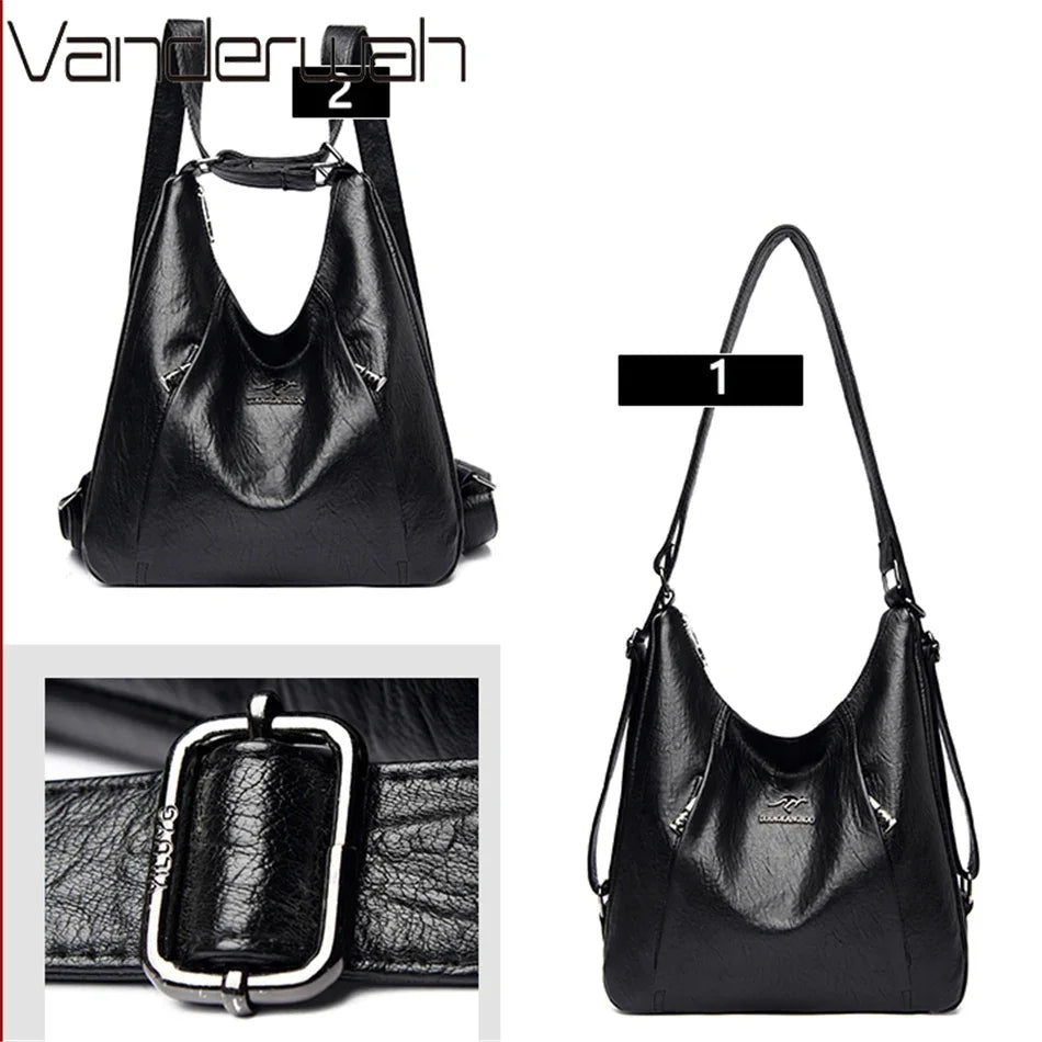 Elegant Multifunction Leather Handbag – High-End Shoulder Bag for Women