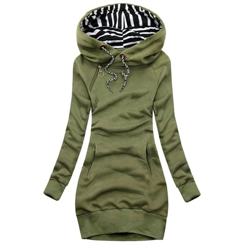 Women’s Hoodie Dress — Slim Fit, Knee-Length Pullover