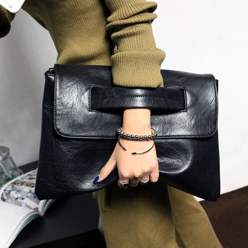 Soft PU Leather Envelope Clutch – Minimalist Zipper Pouch