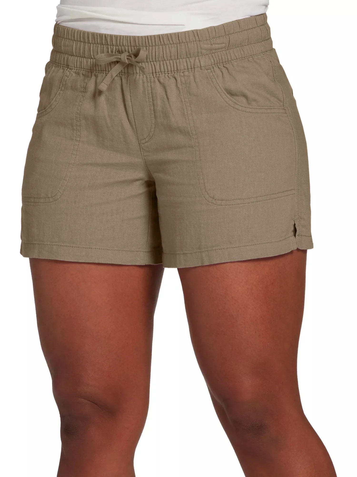 Women Summer Casual Solid Color Elastic Waist Lace Up Shorts