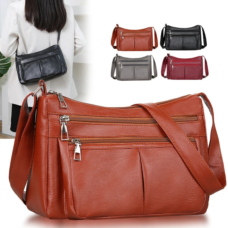 Women's Trendy Multifunctional Handbag – Soft Faux Leather Shoulder & Crossbody Bag