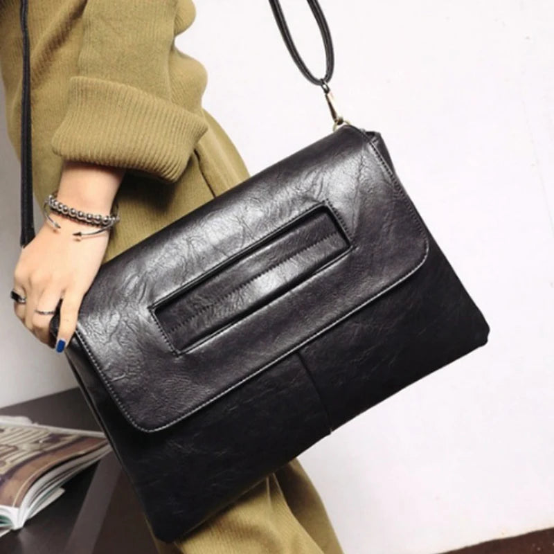 Soft PU Leather Envelope Clutch – Minimalist Zipper Pouch