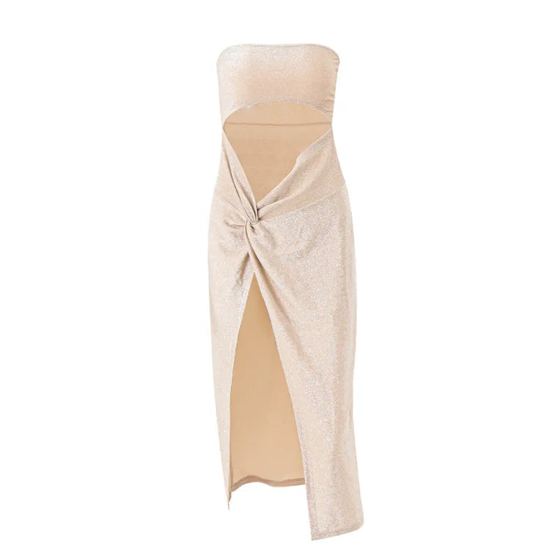 Strapless Hollow-Out Bodycon Dress
