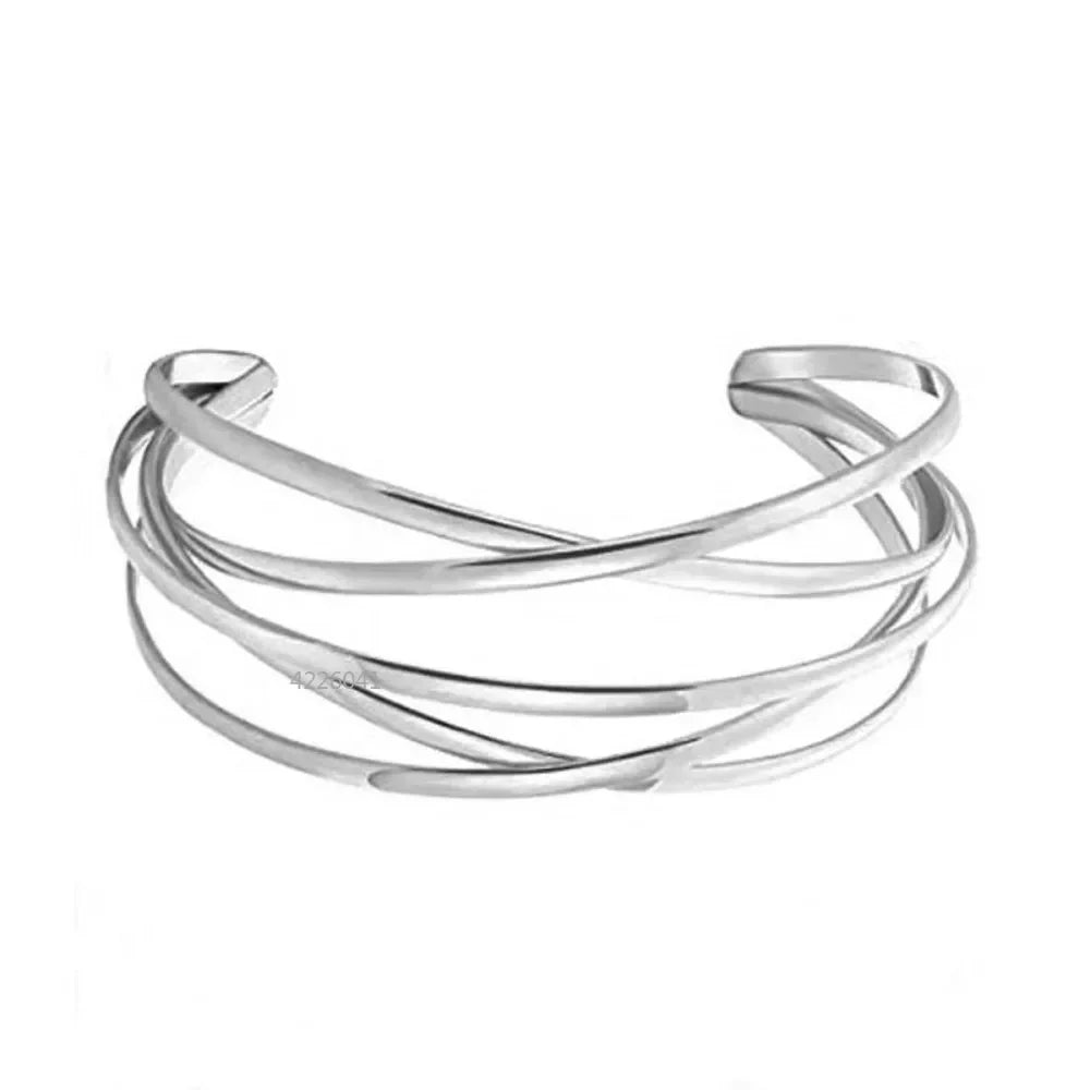 Multilayer Metal Wire Vintage Bangles -- Wide Open Cuff Bangle