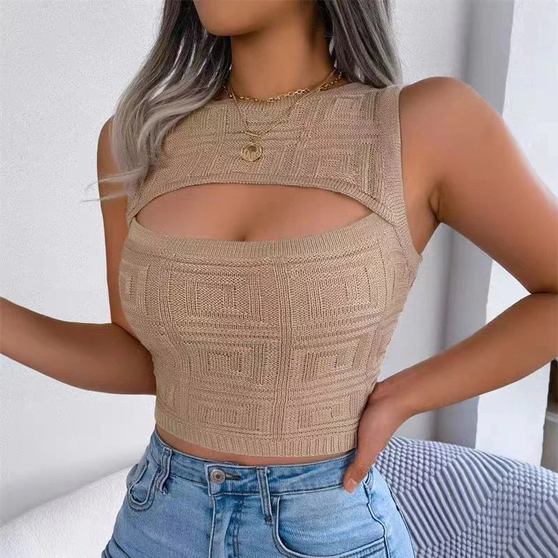 Chic Hollow Out Crop Tank – American Streetwear Summer Camis