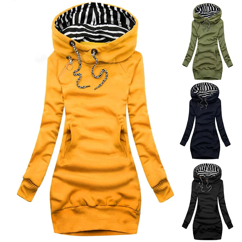Women’s Hoodie Dress — Slim Fit, Knee-Length Pullover