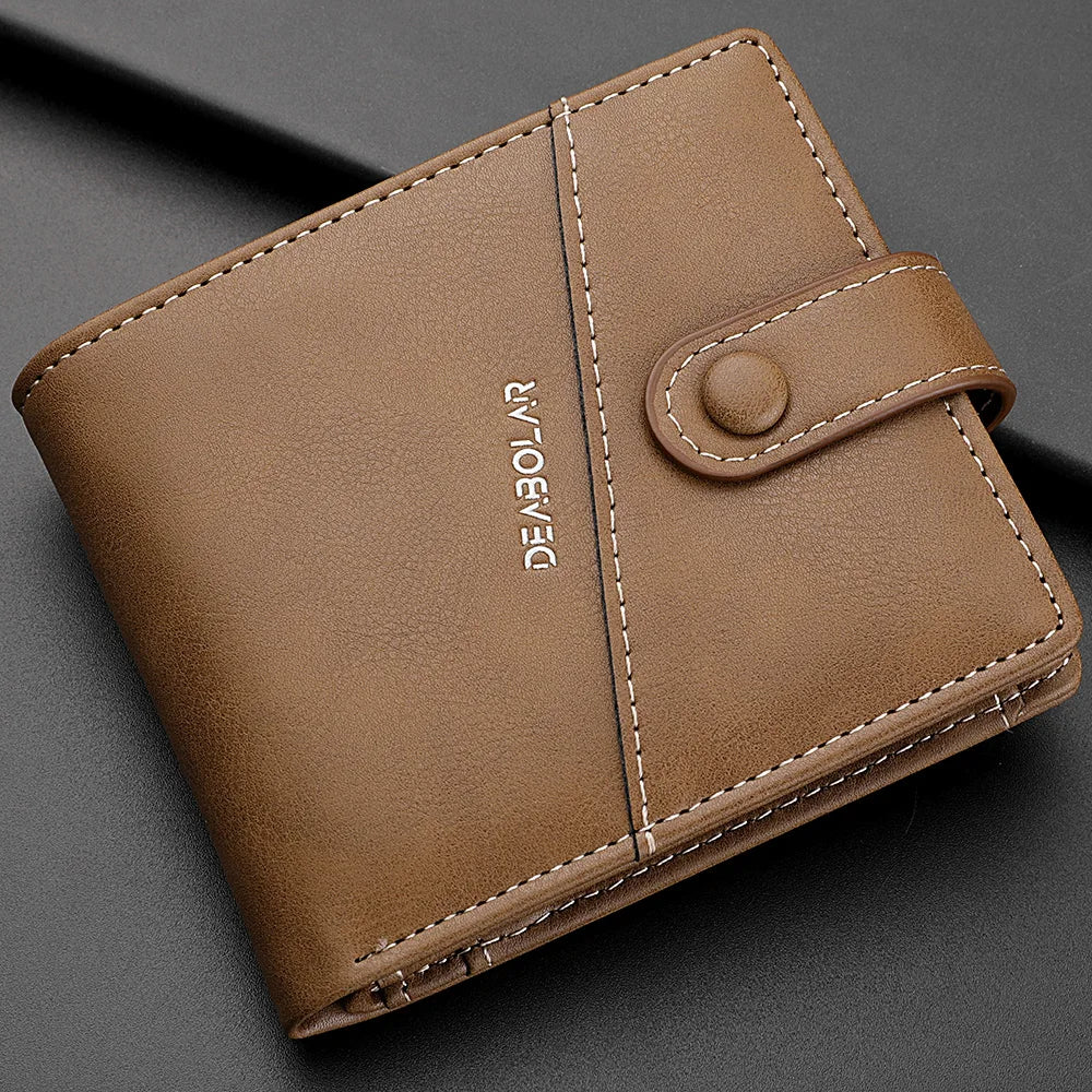 Men’s PU Leather Short Wallet - Hasp Closure