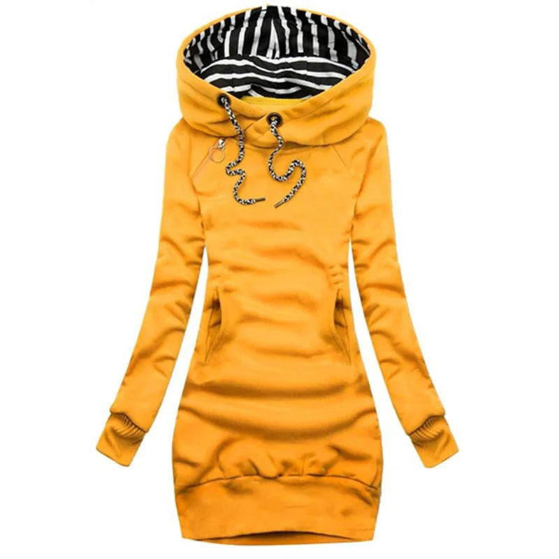 Women’s Hoodie Dress — Slim Fit, Knee-Length Pullover