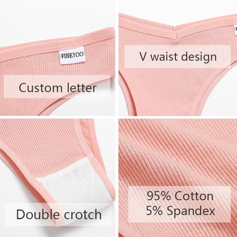 5-Pack Women’s Cotton Brazilian Panties – V-Waist, Low-Rise T-Back Bikini (Striped)