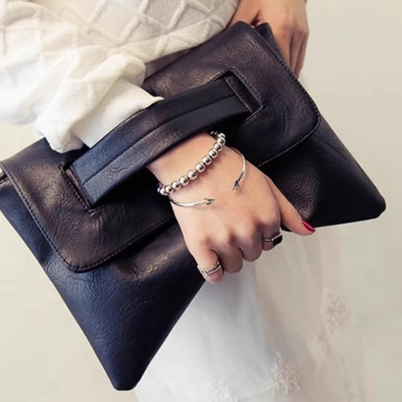 Soft PU Leather Envelope Clutch – Minimalist Zipper Pouch