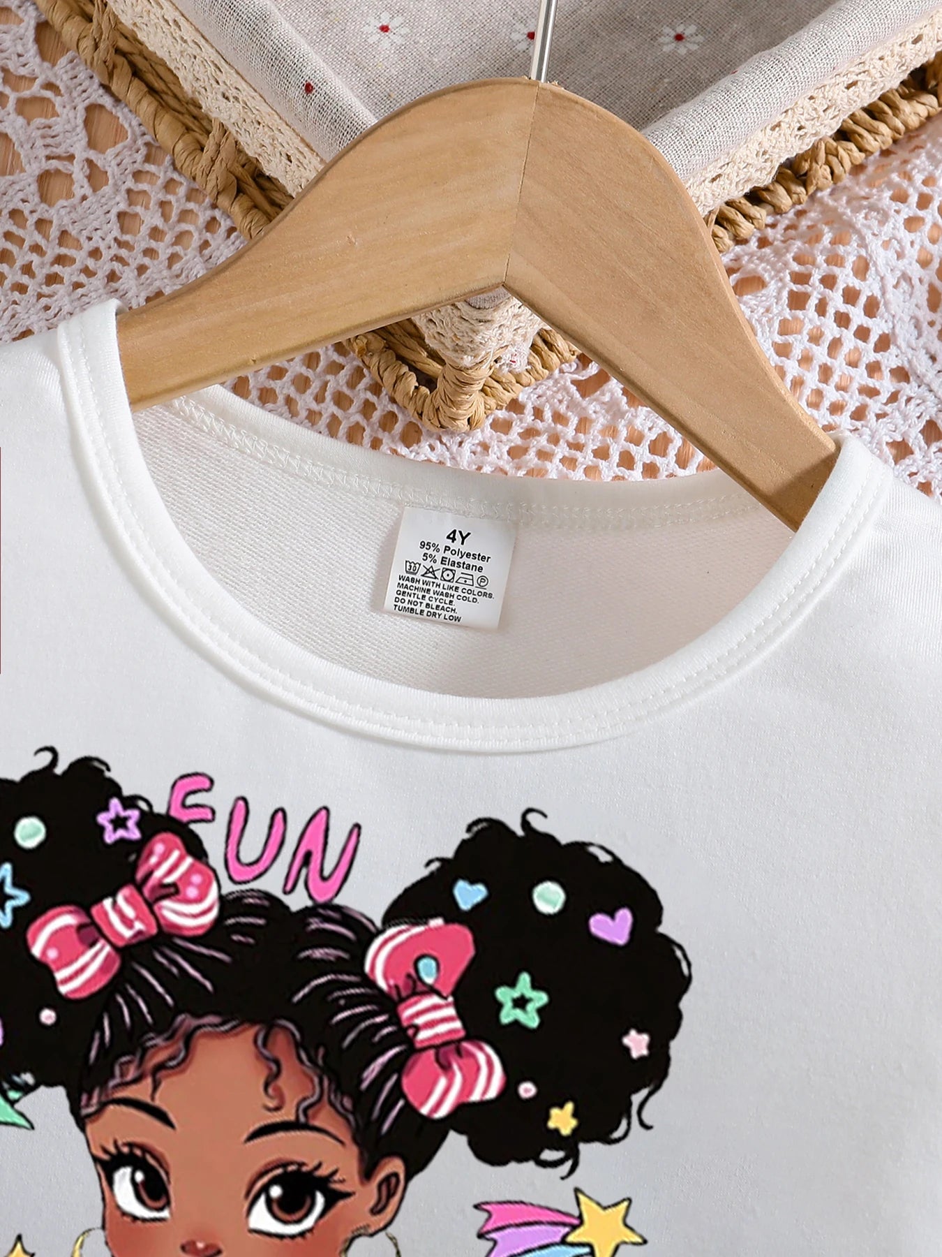 Spring and Autumn Girls' Cartoon Printed Long Sleeve Set