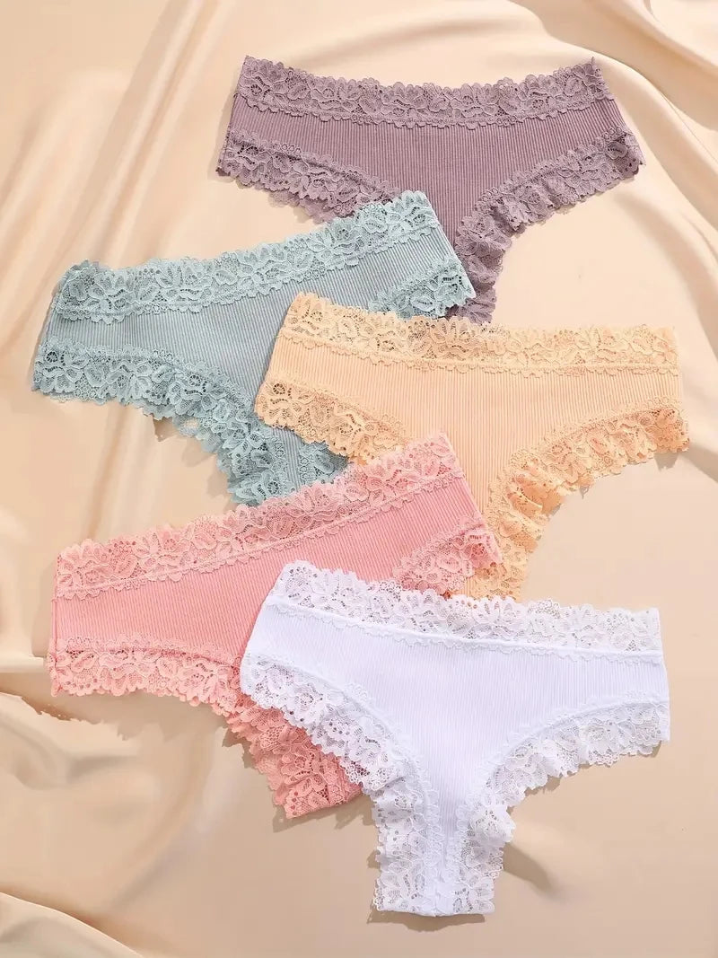 3-Piece Floral Lace Bikini Briefs (M–XL)