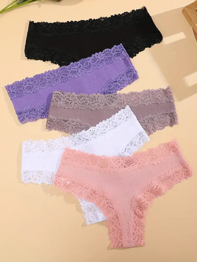 3-Piece Floral Lace Bikini Briefs (M–XL)