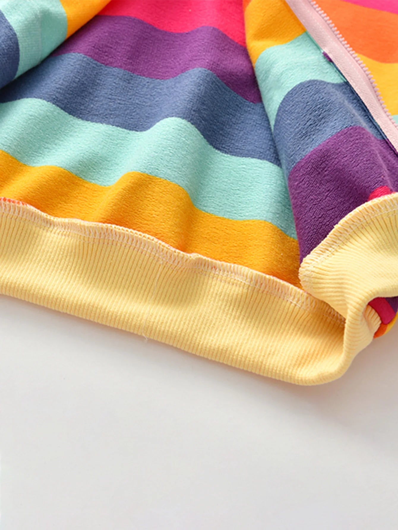 Spring and Autumn Girls' Rainbow Hooded Jacket