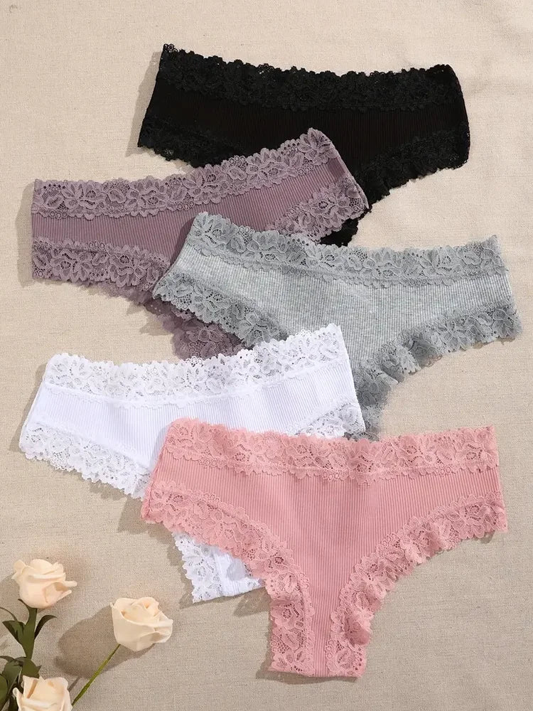 3-Piece Floral Lace Bikini Briefs (M–XL)