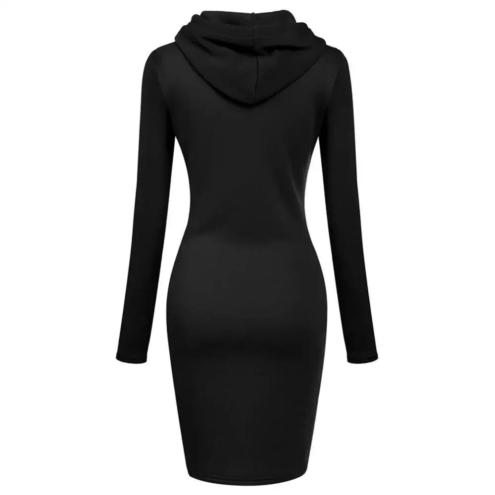 Autumn Casual Hooded Sweatshirt Dress for Women