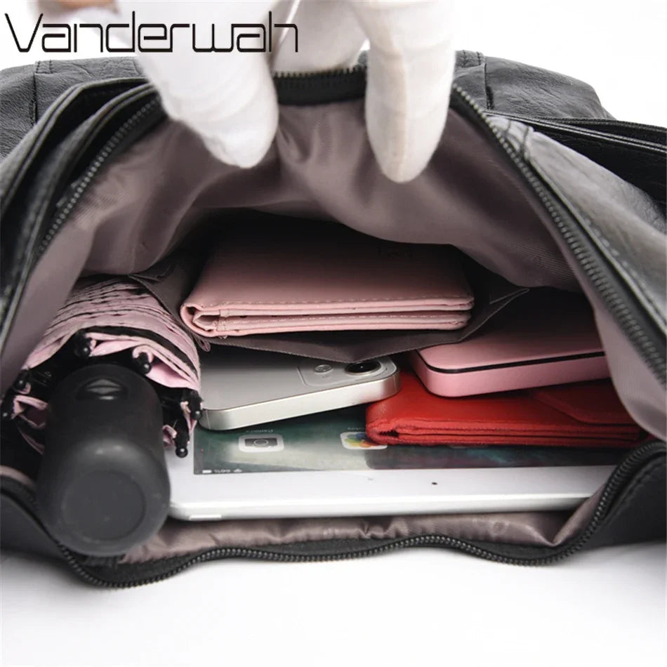 Elegant Multifunction Leather Handbag – High-End Shoulder Bag for Women
