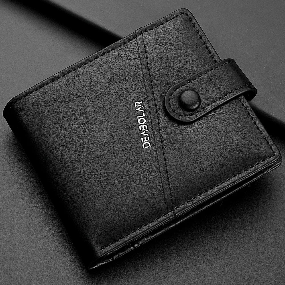 Men’s PU Leather Short Wallet - Hasp Closure