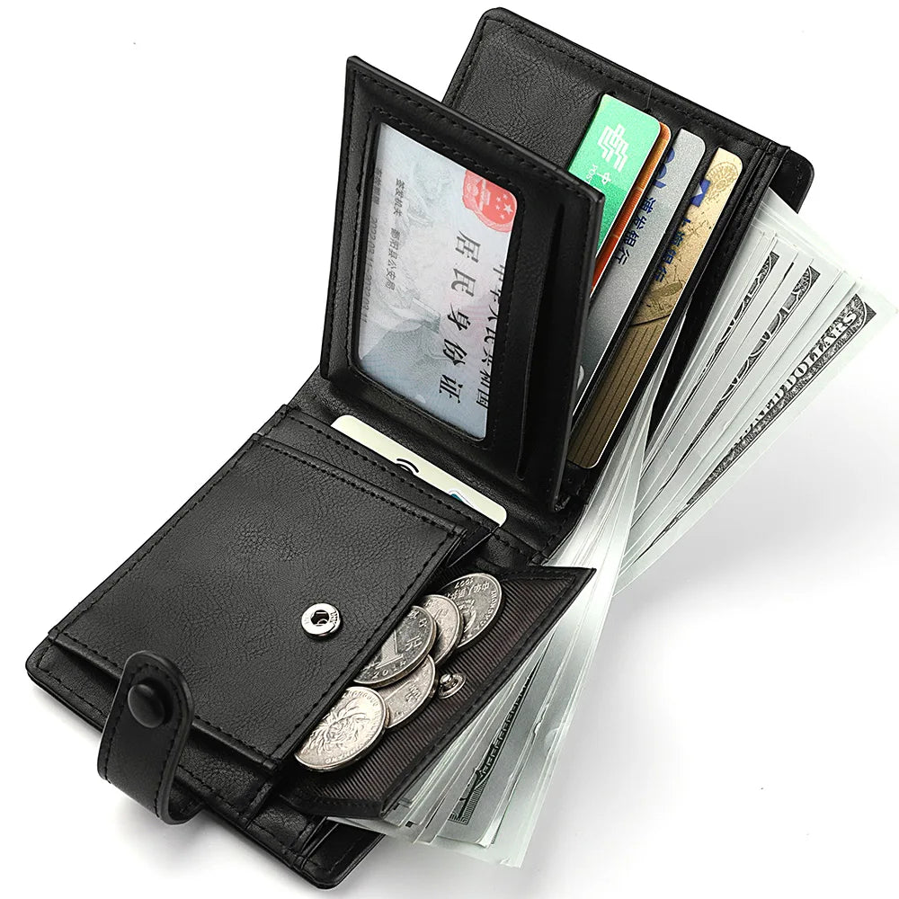 Men’s PU Leather Short Wallet - Hasp Closure