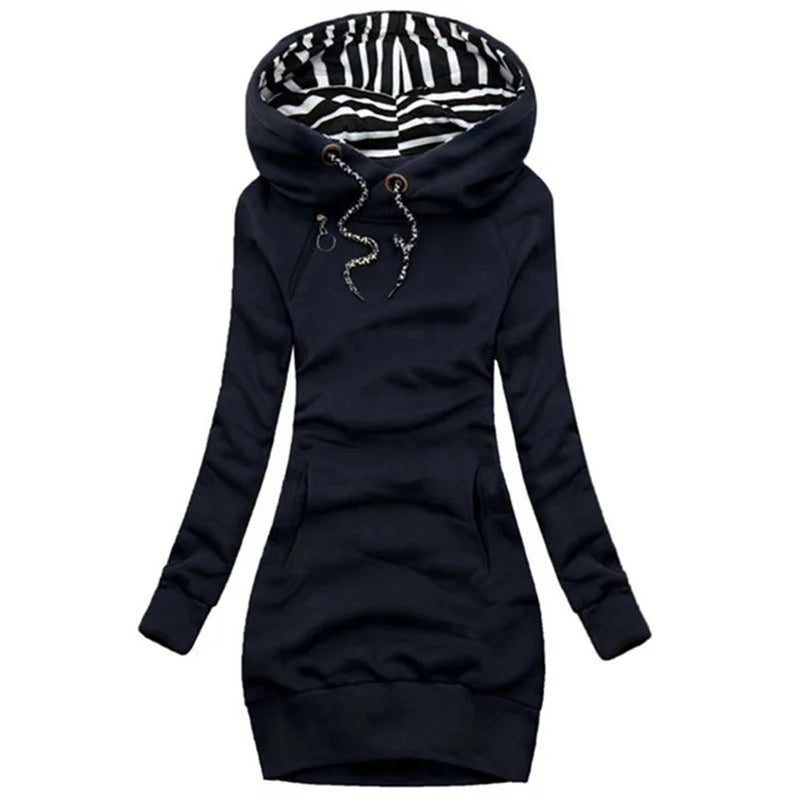 Women’s Hoodie Dress — Slim Fit, Knee-Length Pullover
