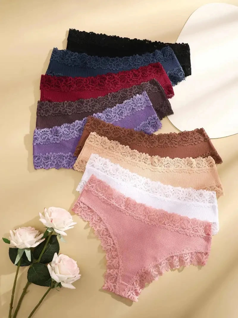 3-Piece Floral Lace Bikini Briefs (M–XL)