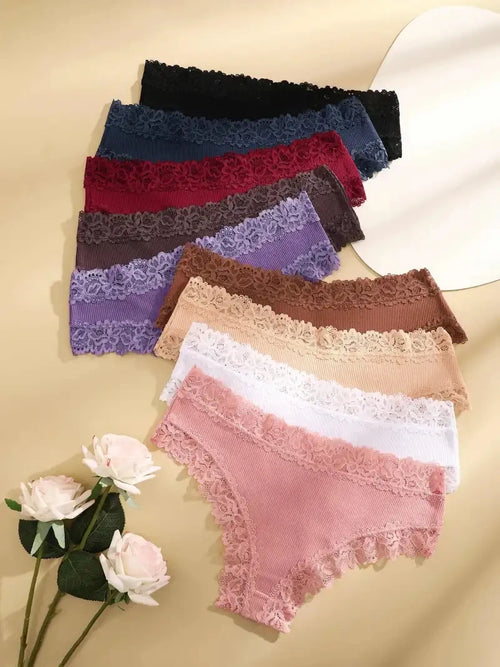 3-Piece Floral Lace Bikini Briefs (M–XL)