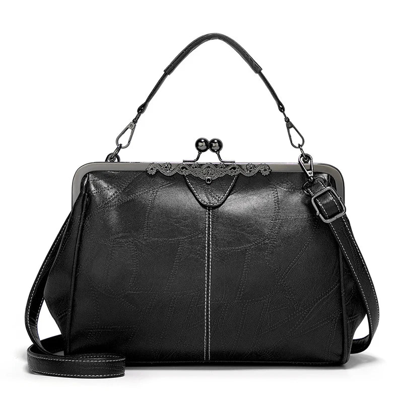 Vintage Chic PU Leather Boston Bag