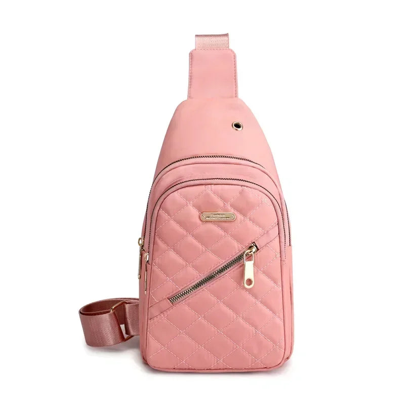 Embroidered Half-Moon Nylon Backpack – Stylish Leisure Shoulder Bag for Women