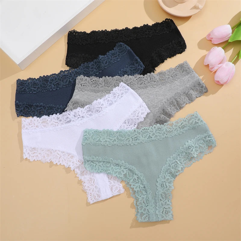 3-Piece Floral Lace Bikini Briefs (M–XL)