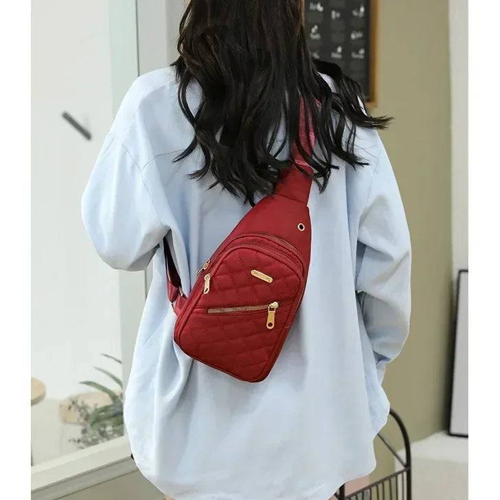 Embroidered Half-Moon Nylon Backpack – Stylish Leisure Shoulder Bag for Women