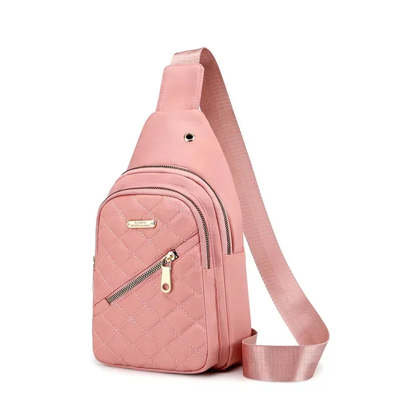 Embroidered Half-Moon Nylon Backpack – Stylish Leisure Shoulder Bag for Women