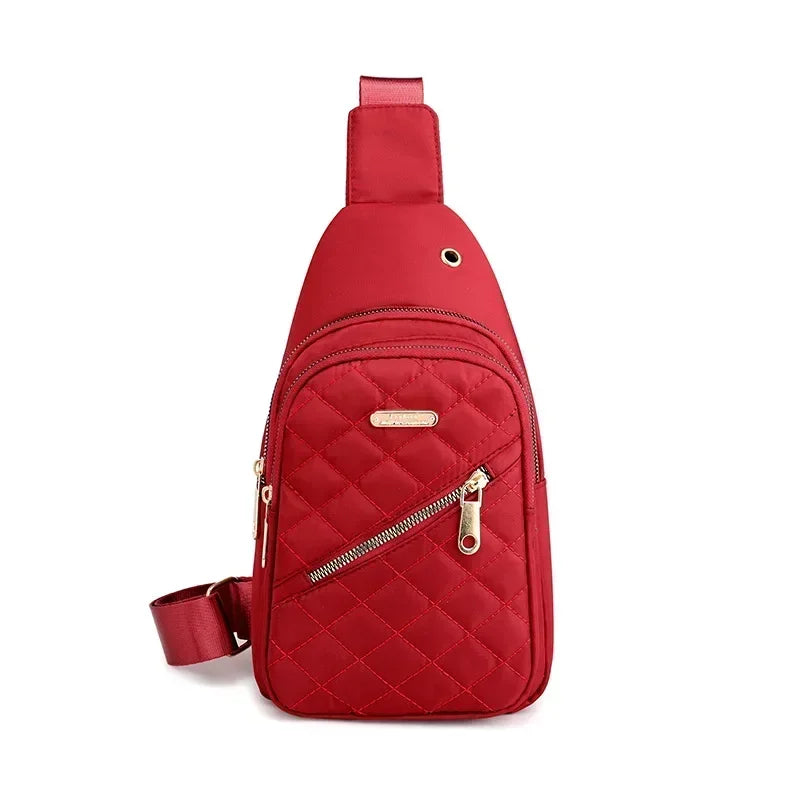 Embroidered Half-Moon Nylon Backpack – Stylish Leisure Shoulder Bag for Women