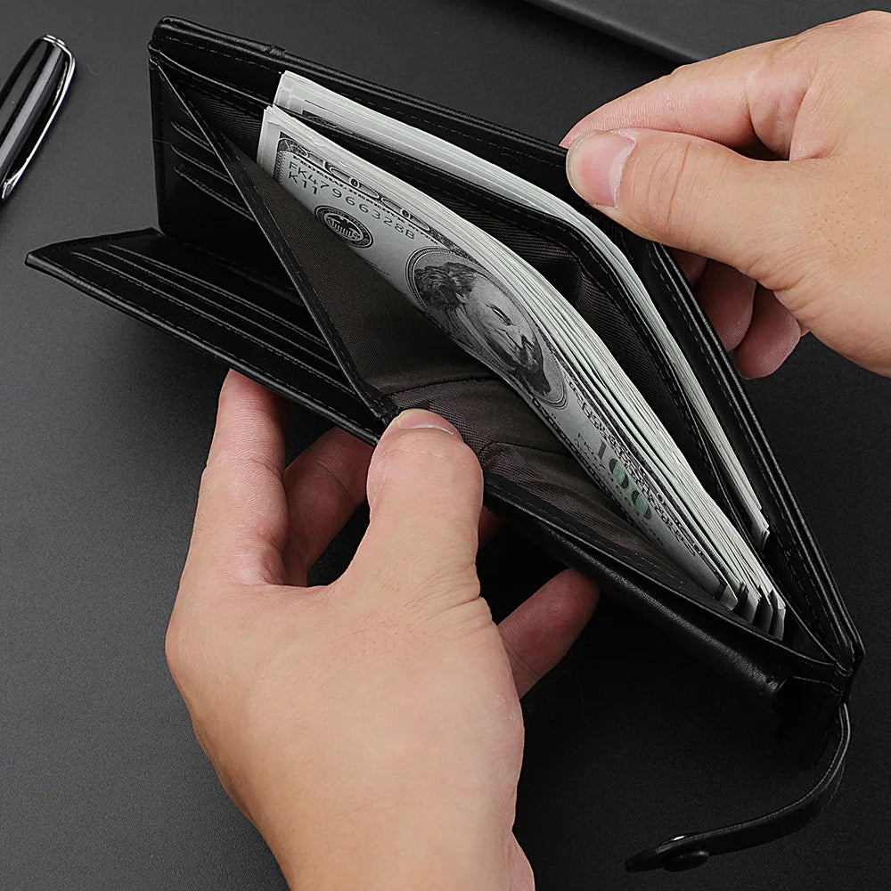 Men’s PU Leather Short Wallet - Hasp Closure