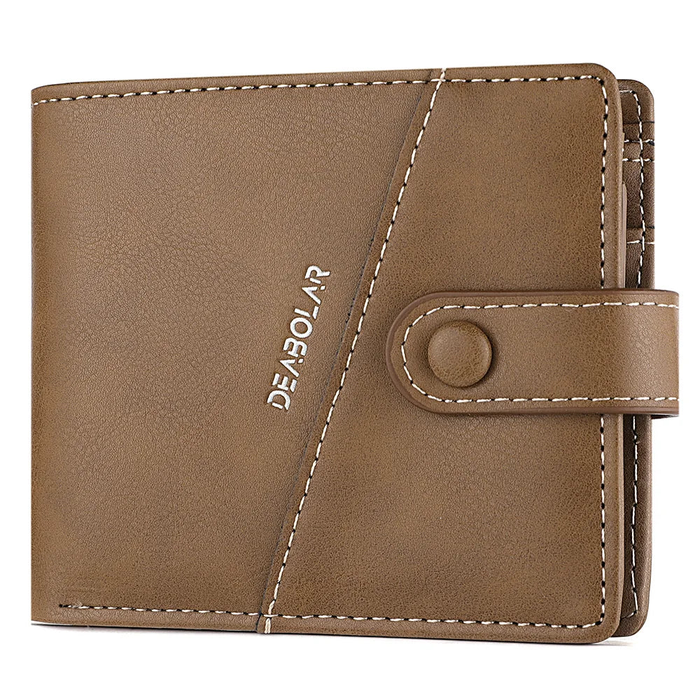 Men’s PU Leather Short Wallet - Hasp Closure