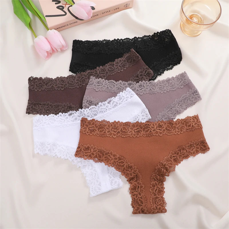 3-Piece Floral Lace Bikini Briefs (M–XL)